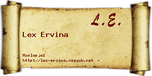 Lex Ervina névjegykártya